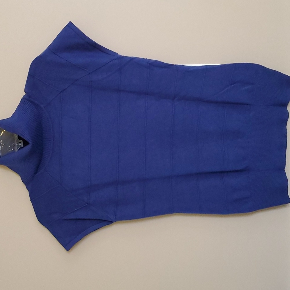 Blue short sleeve turtleneck sweater